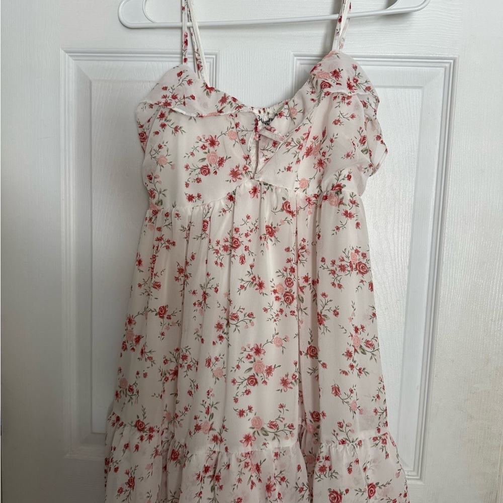 No Boundaries White and Red Floral Dress